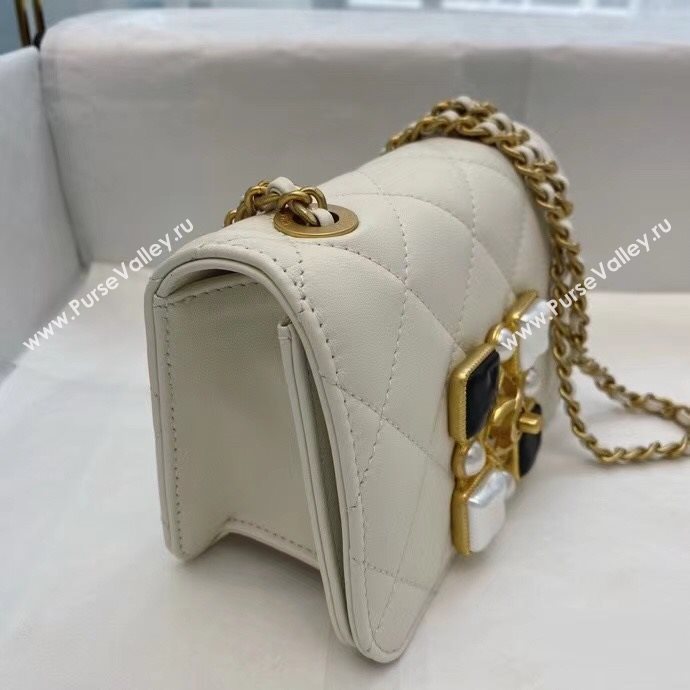 Chanel Quilted Calfskin Resin Stone Small Flap Bag AS2251 White 2020 TOP (SMJD-20112109)
