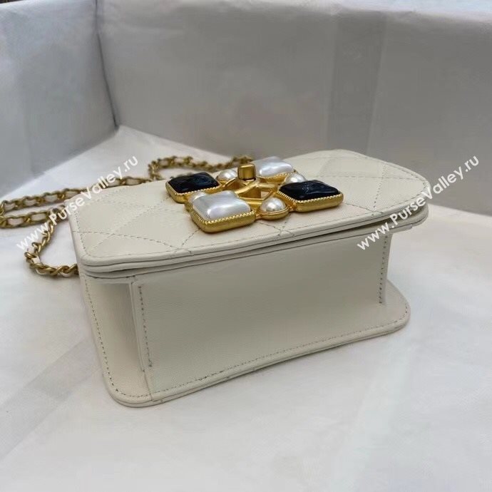 Chanel Quilted Calfskin Resin Stone Small Flap Bag AS2251 White 2020 TOP (SMJD-20112109)