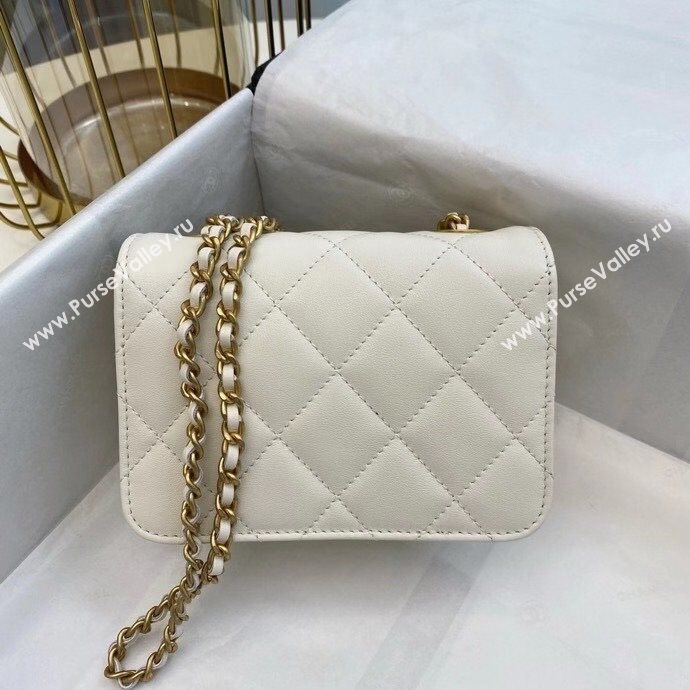 Chanel Quilted Calfskin Resin Stone Small Flap Bag AS2251 White 2020 TOP (SMJD-20112109)