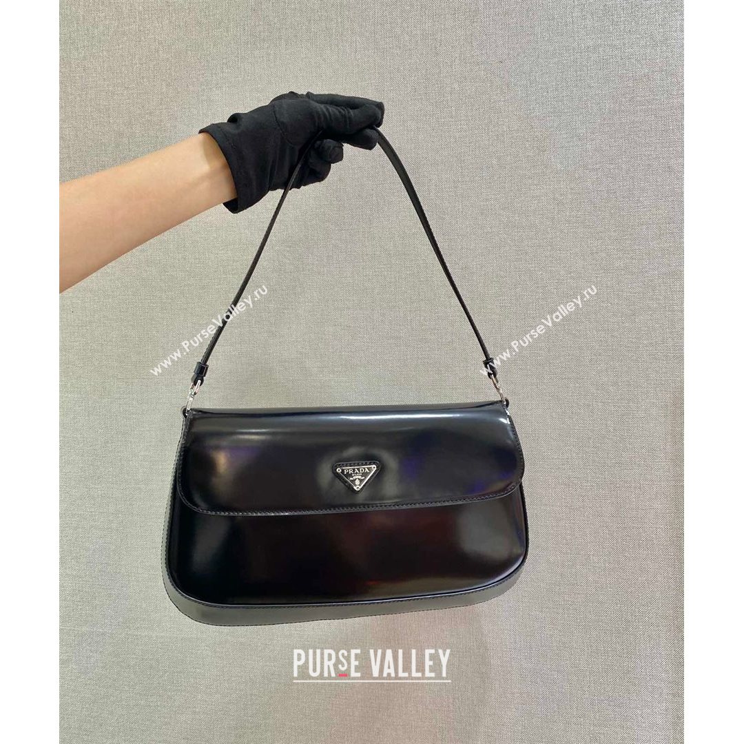 Prada Cleo Brushed Leather Shoulder Bag 1BD276 Black 2021 (YZ-21080408)