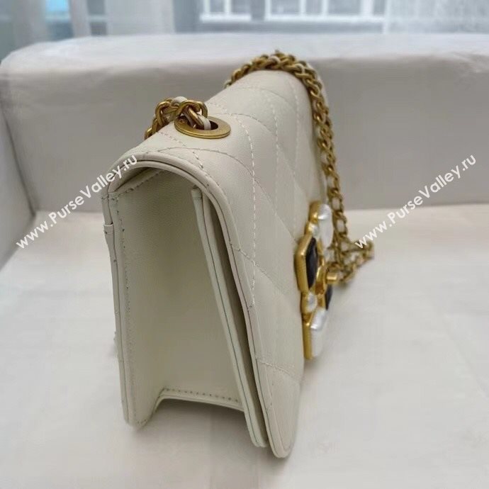 Chanel Quilted Calfskin Resin Stone Flap Bag AS2259 White 2020 TOP (SMJD-20112110)