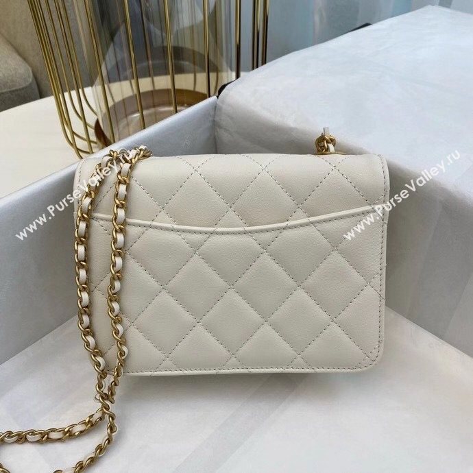 Chanel Quilted Calfskin Resin Stone Flap Bag AS2259 White 2020 TOP (SMJD-20112110)