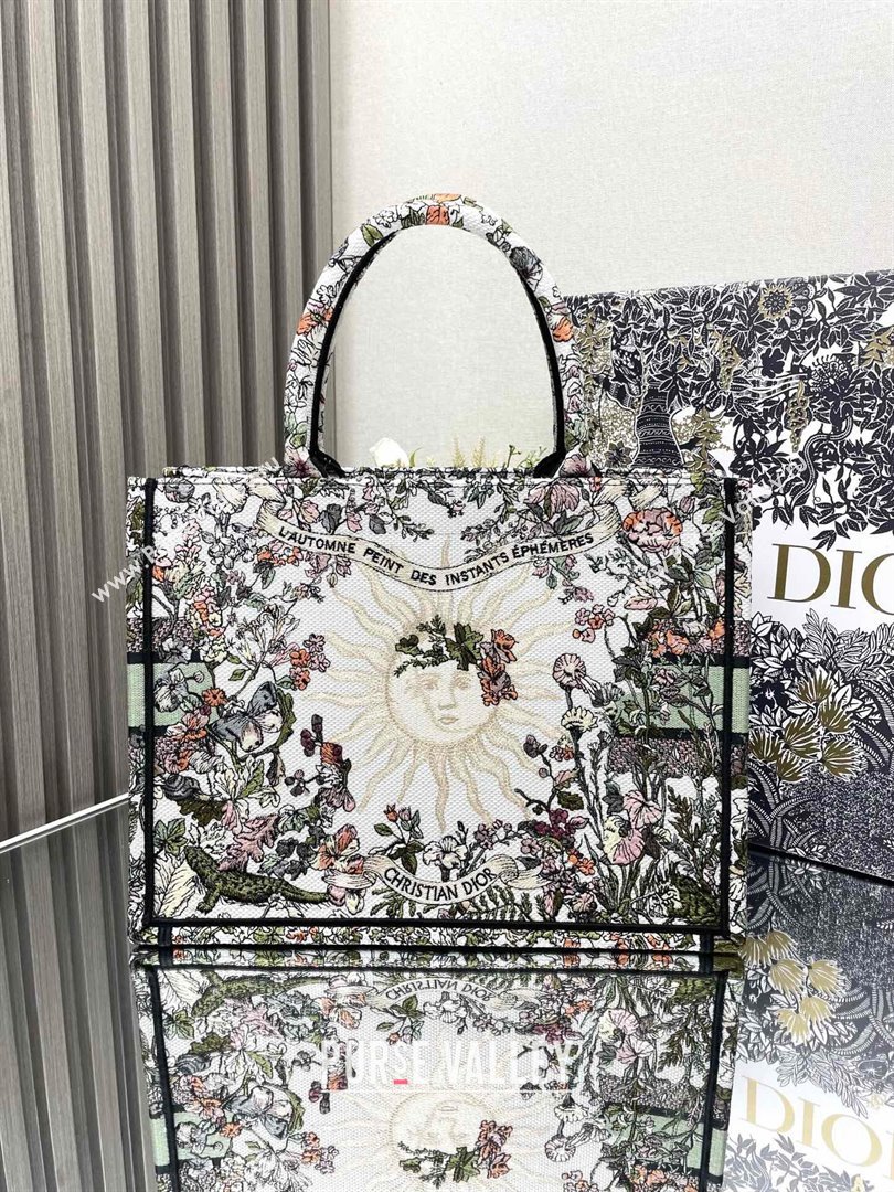 Dior Medium Book Tote Bag Bag in Ecru Multicolor Dior 4 Saisons Automne Soleil Ecru Multicolor Green 2024 (DMZ-24062810)