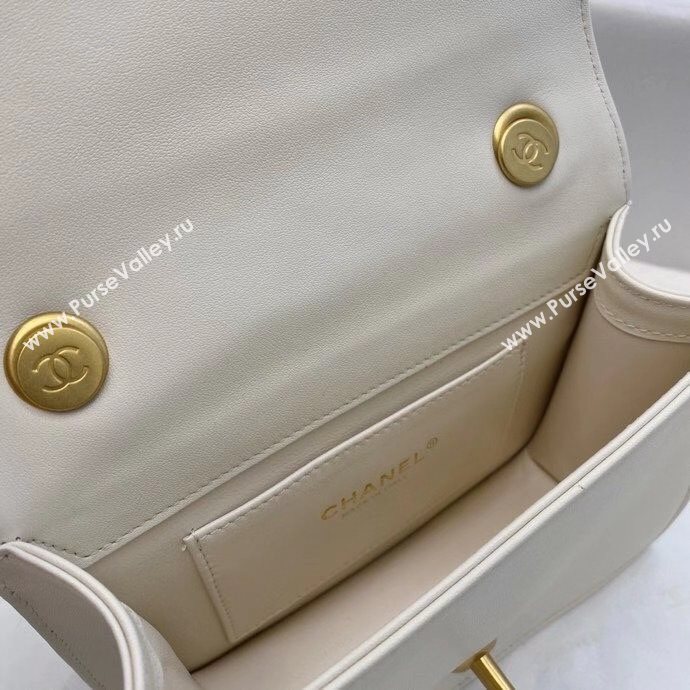 Chanel Quilted Calfskin Resin Stone Flap Bag AS2259 White 2020 TOP (SMJD-20112110)