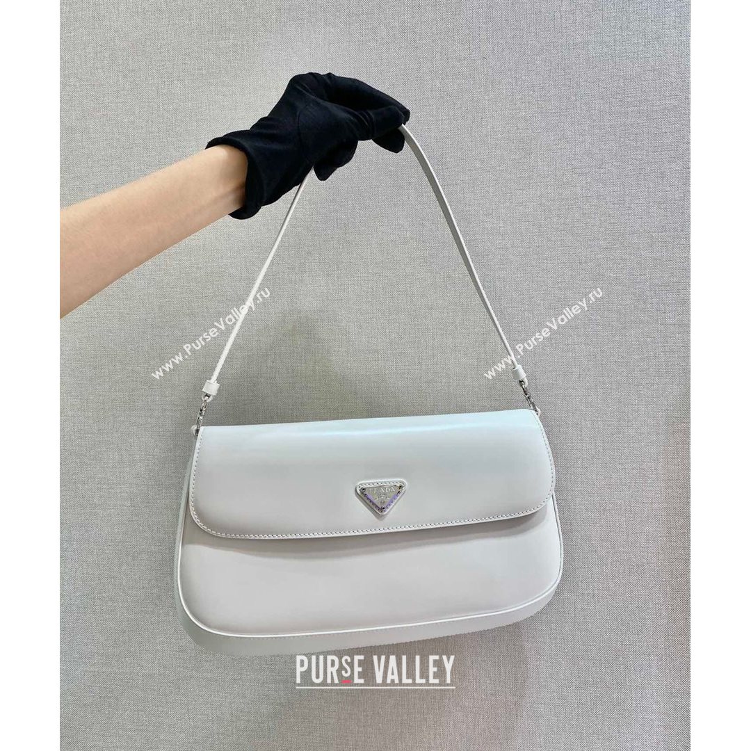 Prada Cleo Brushed Leather Shoulder Bag 1BD276 White 2021 (YZ-21080407)