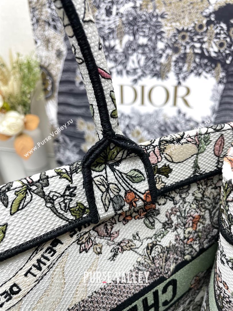 Dior Medium Book Tote Bag Bag in Ecru Multicolor Dior 4 Saisons Automne Soleil Ecru Multicolor Green 2024 (DMZ-24062810)