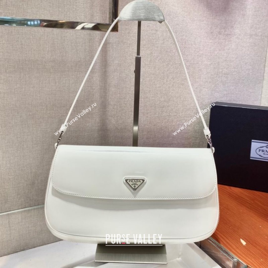 Prada Cleo Brushed Leather Shoulder Bag 1BD276 White 2021 (YZ-21080407)