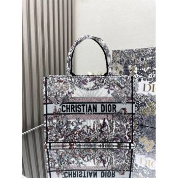 Dior Medium Book Tote Bag Bag in Ecru Multicolor Dior 4 Saisons Hiver Soleil Grey 2024 (DMZ-24062811)