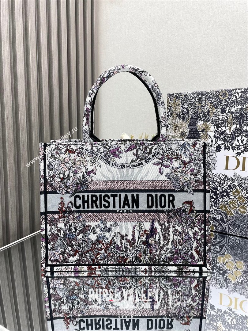 Dior Medium Book Tote Bag Bag in Ecru Multicolor Dior 4 Saisons Hiver Soleil Grey 2024 (DMZ-24062811)