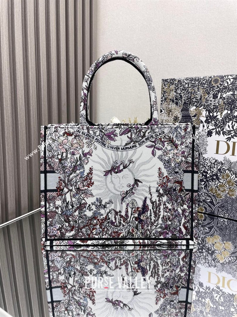 Dior Medium Book Tote Bag Bag in Ecru Multicolor Dior 4 Saisons Hiver Soleil Grey 2024 (DMZ-24062811)