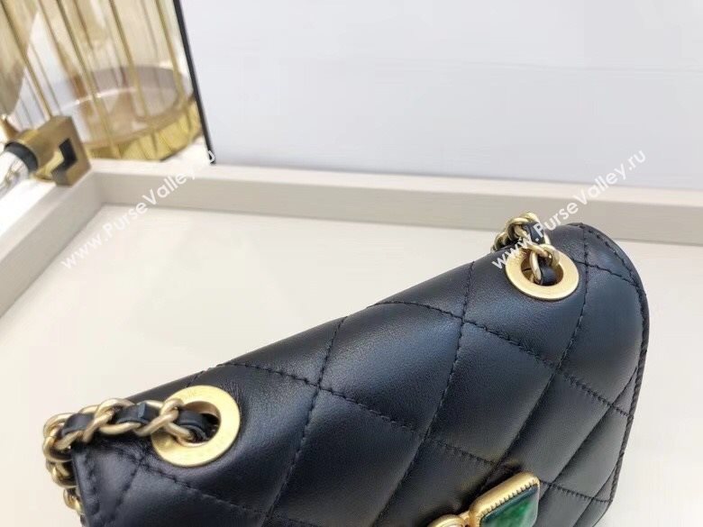 Chanel Quilted Calfskin Resin Stone Small Flap Bag AS2251 Black/Green/Red 2020 TOP (SMJD-20112103)