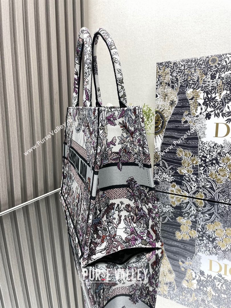 Dior Medium Book Tote Bag Bag in Ecru Multicolor Dior 4 Saisons Hiver Soleil Grey 2024 (DMZ-24062811)