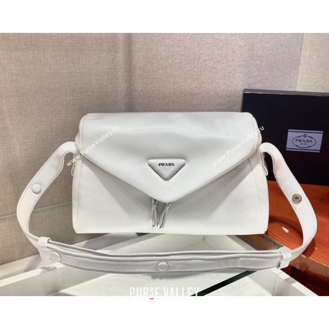 Prada Signaux Lambskin Shoulder Bag 1BC165 White 2021 (YZ-21080409)