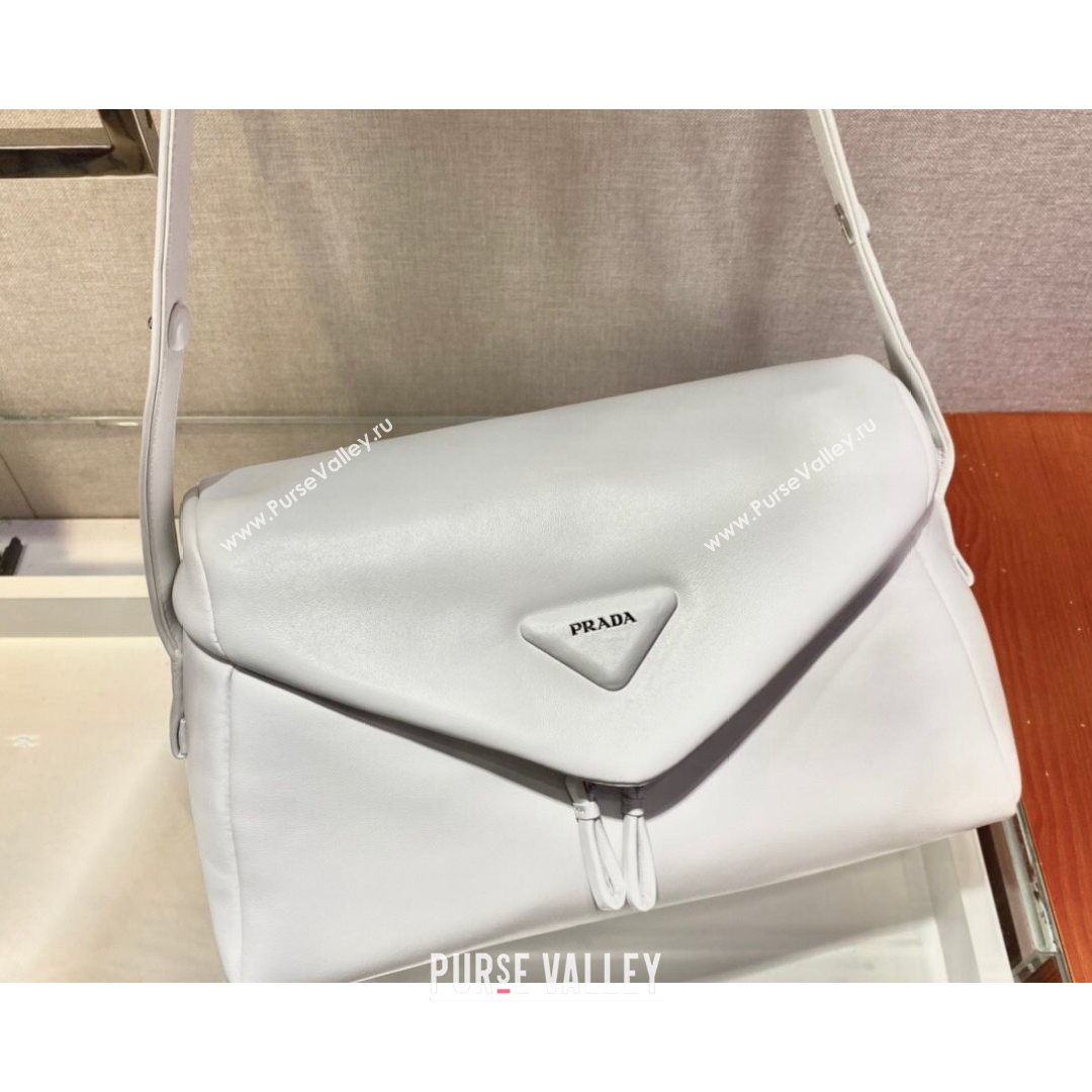 Prada Signaux Lambskin Shoulder Bag 1BC165 White 2021 (YZ-21080409)