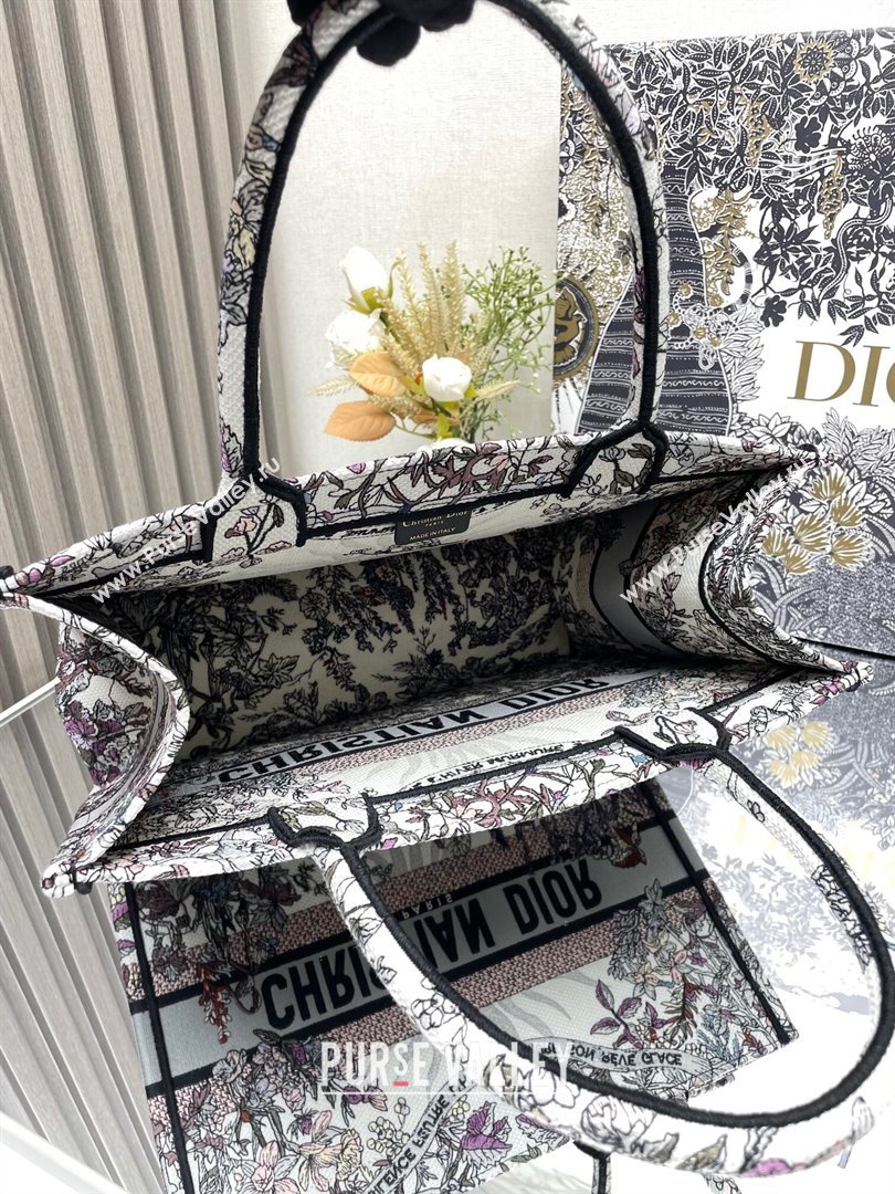 Dior Medium Book Tote Bag Bag in Ecru Multicolor Dior 4 Saisons Hiver Soleil Grey 2024 (DMZ-24062811)