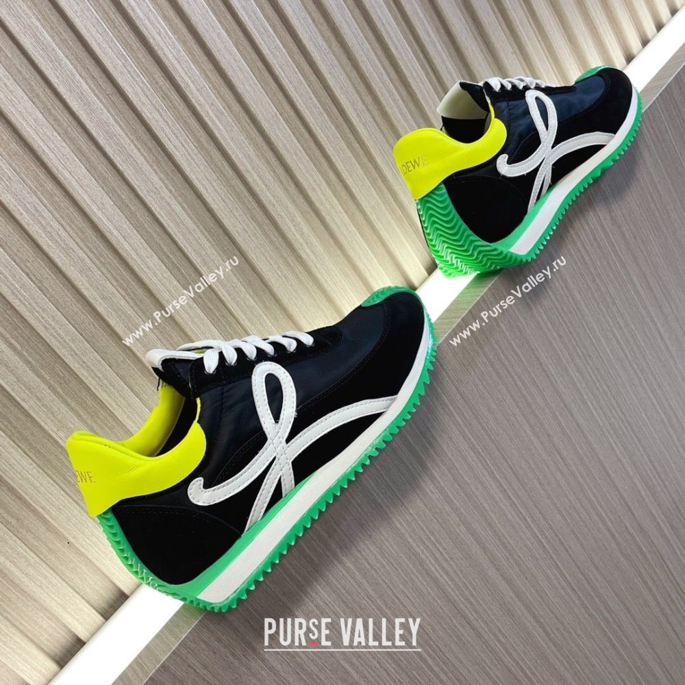 Loewe Flow Runner Sneakers in Nylon and Suede L81506 Green/White/Black 2024 (BLD-24081506)