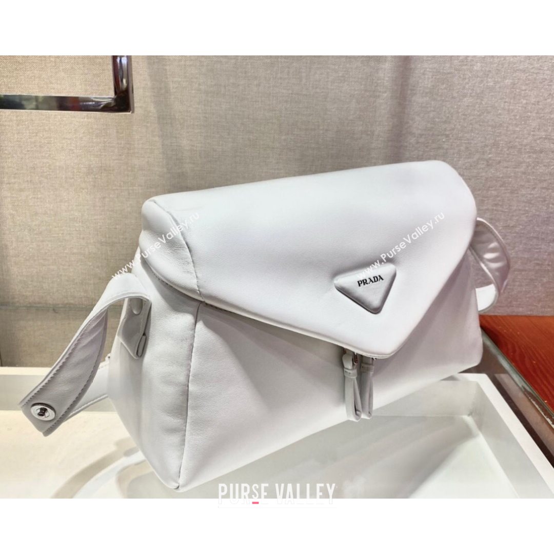 Prada Signaux Lambskin Shoulder Bag 1BC165 White 2021 (YZ-21080409)