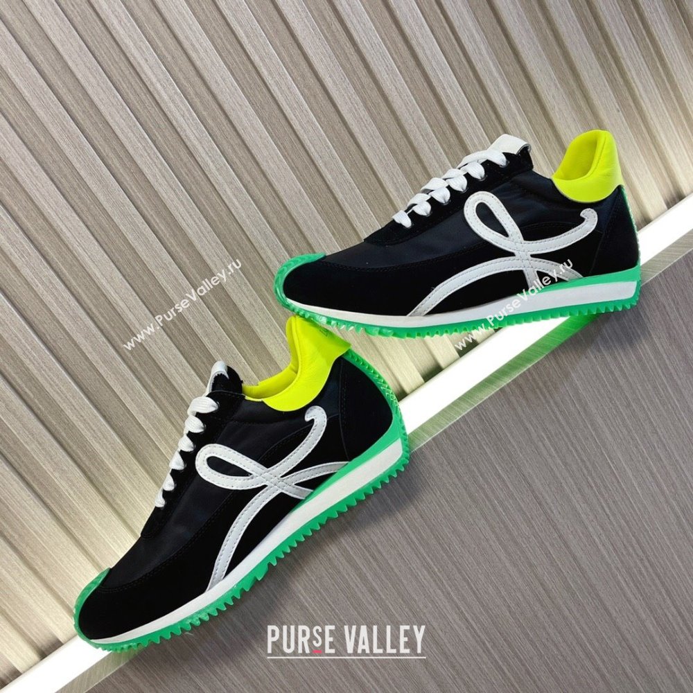 Loewe Flow Runner Sneakers in Nylon and Suede L81506 Green/White/Black 2024 (BLD-24081506)