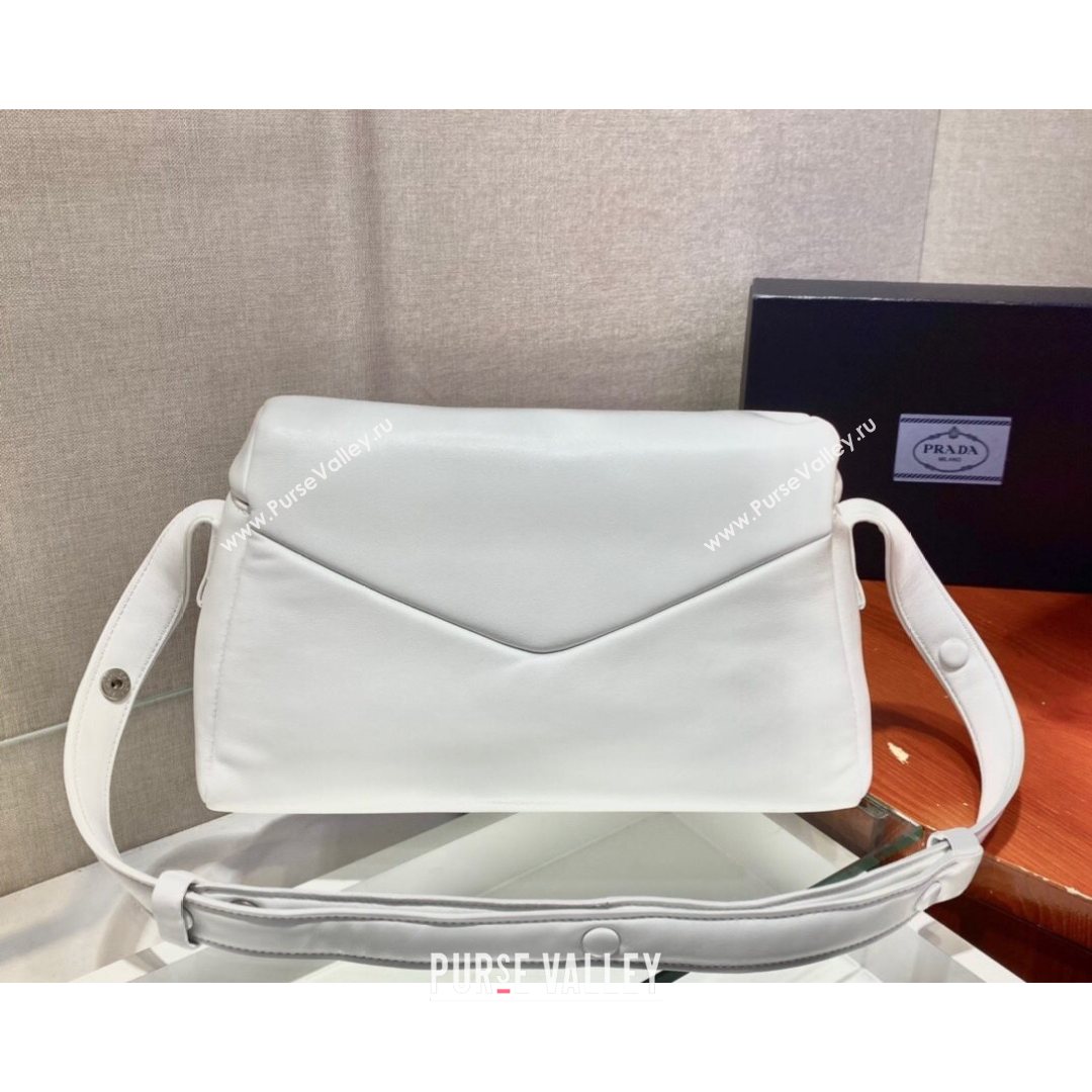 Prada Signaux Lambskin Shoulder Bag 1BC165 White 2021 (YZ-21080409)