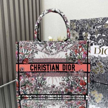 Dior Medium Book Tote Bag Bag in Ecru Multicolor Dior 4 Saisons Printemps Soleil Pink 2024 (DMZ-24062812)