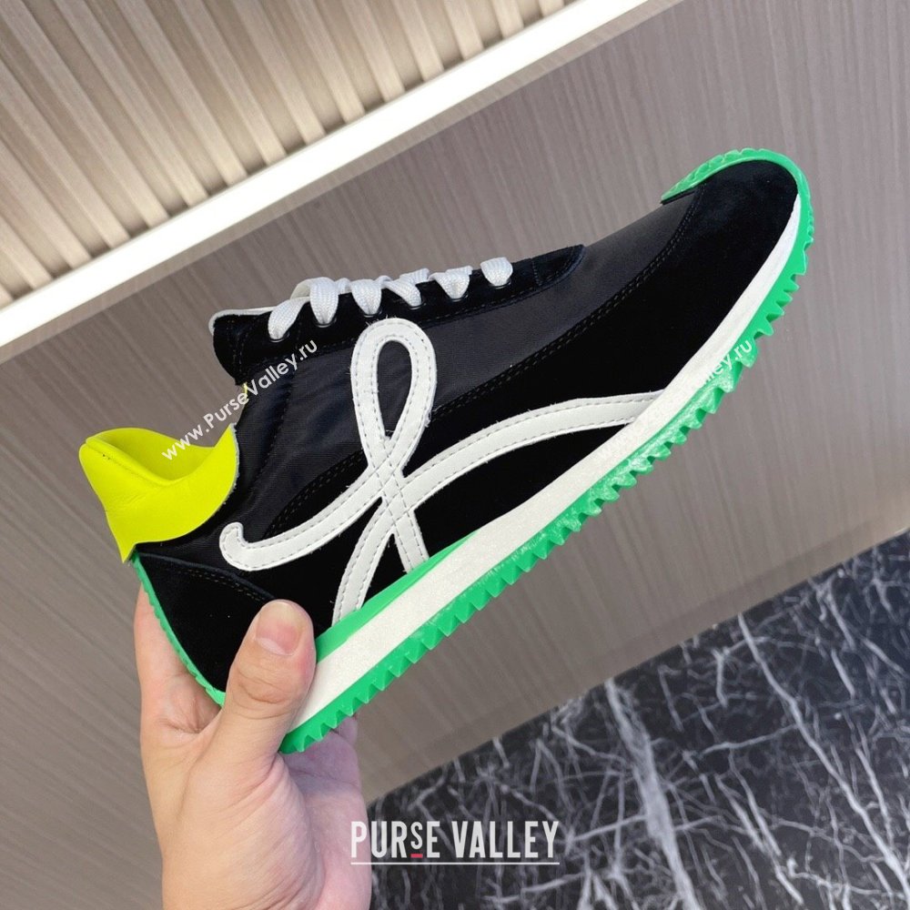 Loewe Flow Runner Sneakers in Nylon and Suede L81506 Green/White/Black 2024 (BLD-24081506)