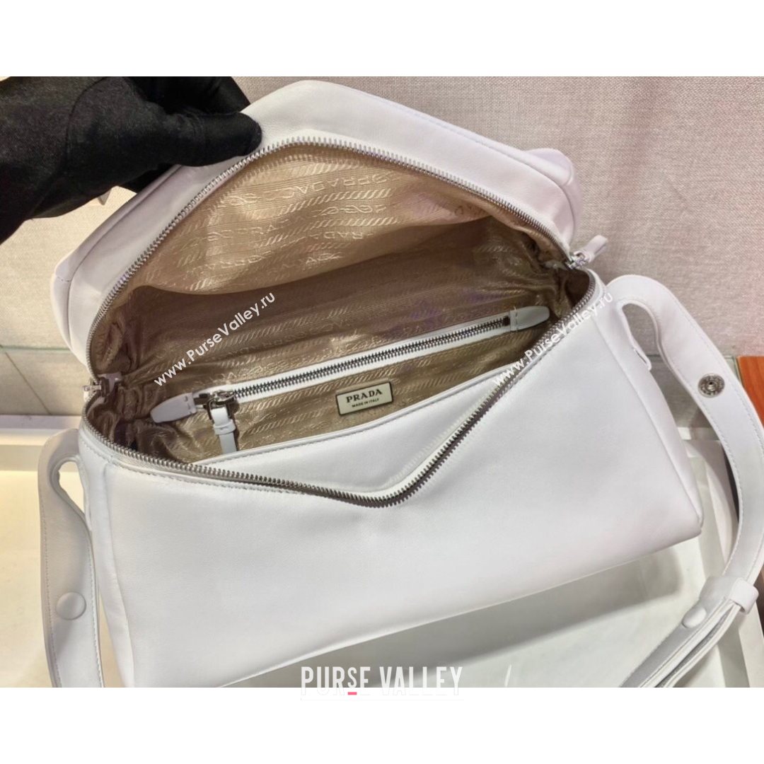 Prada Signaux Lambskin Shoulder Bag 1BC165 White 2021 (YZ-21080409)