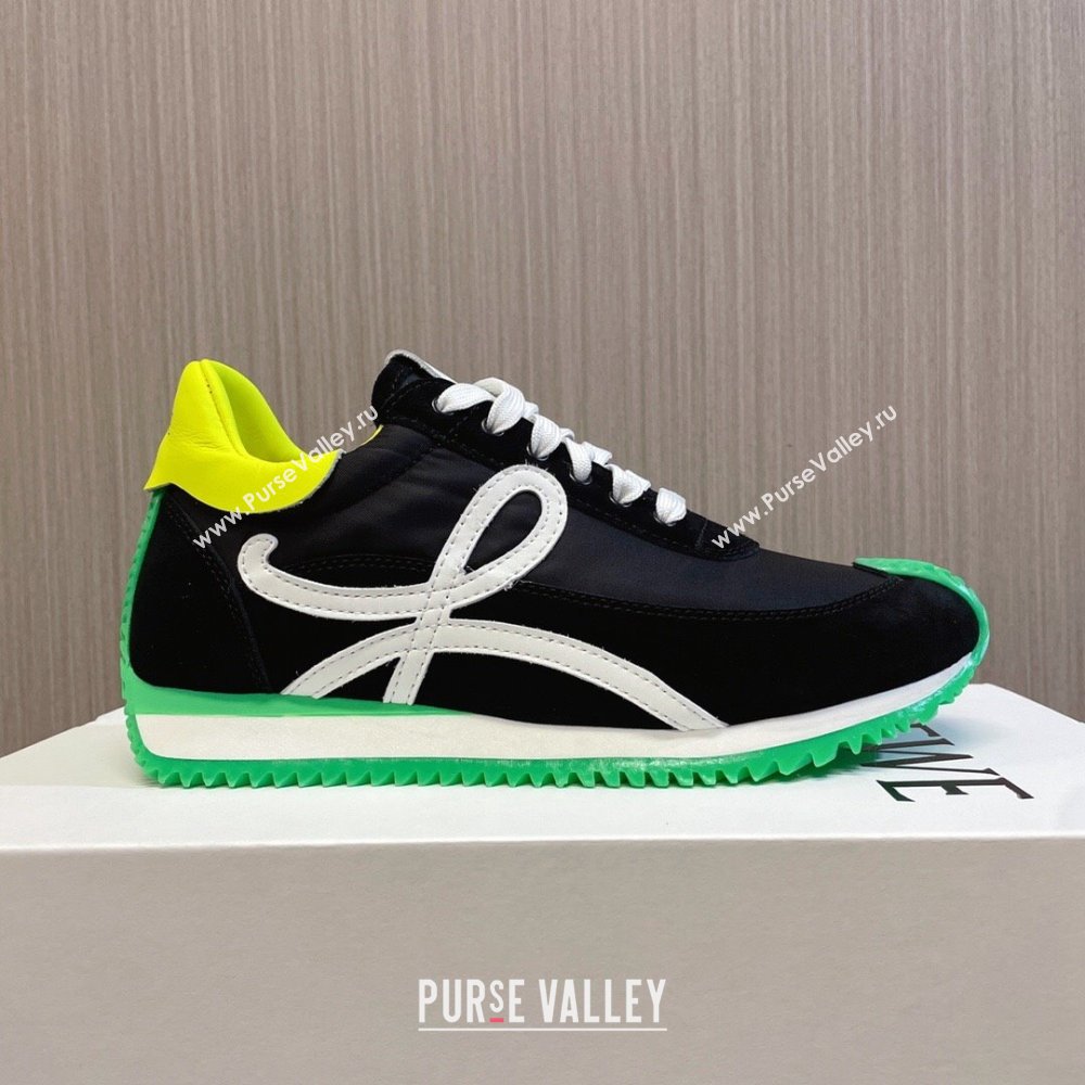 Loewe Flow Runner Sneakers in Nylon and Suede L81506 Green/White/Black 2024 (BLD-24081506)