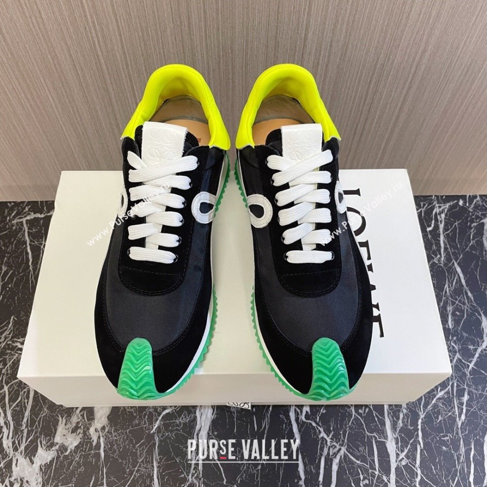 Loewe Flow Runner Sneakers in Nylon and Suede L81506 Green/White/Black 2024 (BLD-24081506)