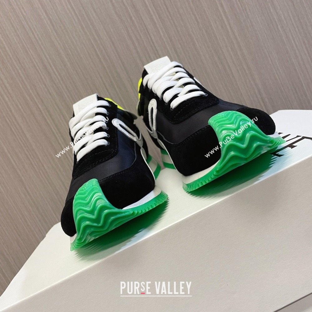 Loewe Flow Runner Sneakers in Nylon and Suede L81506 Green/White/Black 2024 (BLD-24081506)