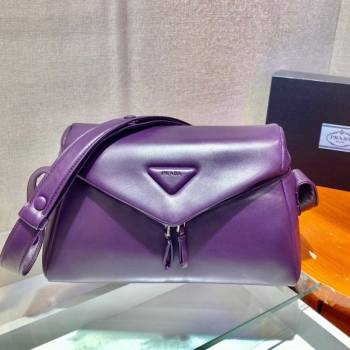 Prada Signaux Lambskin Shoulder Bag 1BC165 Purple 2021 (YZ-21080410)