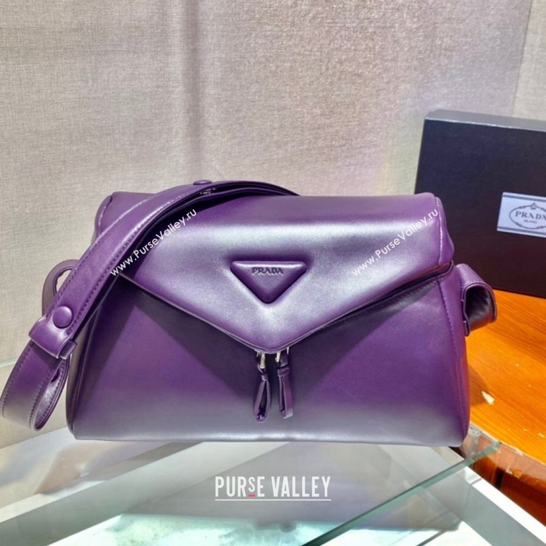 Prada Signaux Lambskin Shoulder Bag 1BC165 Purple 2021 (YZ-21080410)