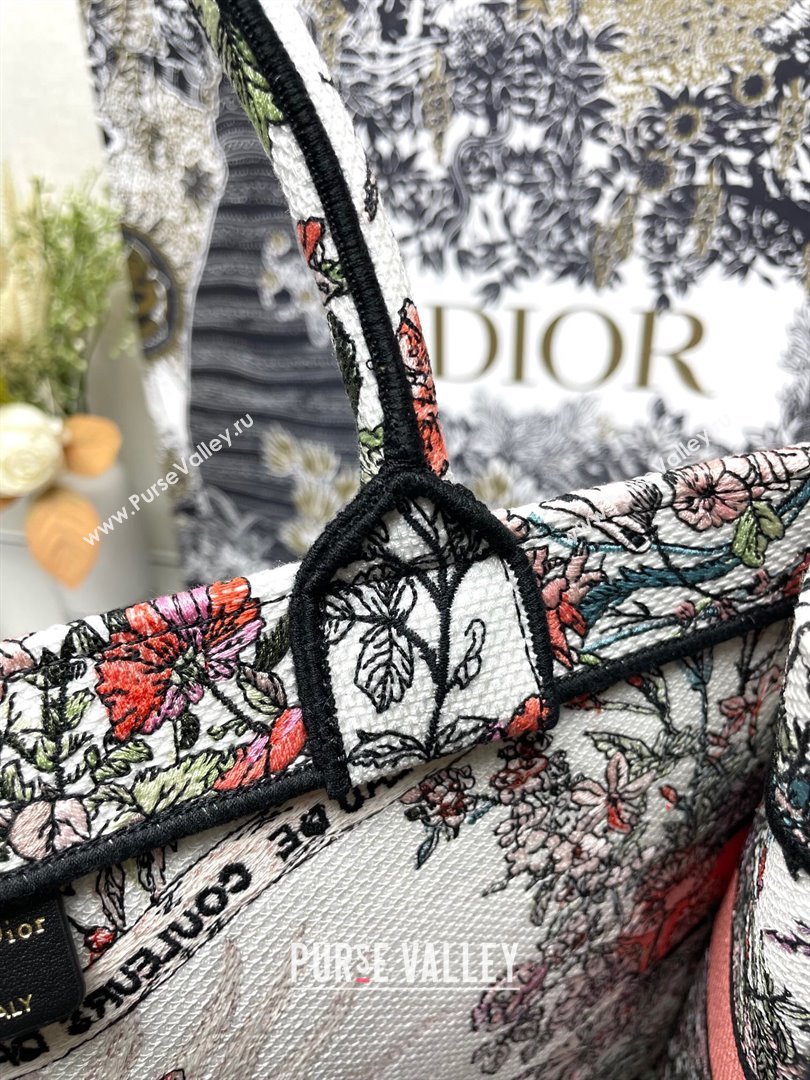 Dior Medium Book Tote Bag Bag in Ecru Multicolor Dior 4 Saisons Printemps Soleil Pink 2024 (DMZ-24062812)