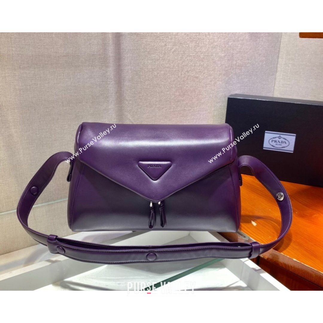 Prada Signaux Lambskin Shoulder Bag 1BC165 Purple 2021 (YZ-21080410)