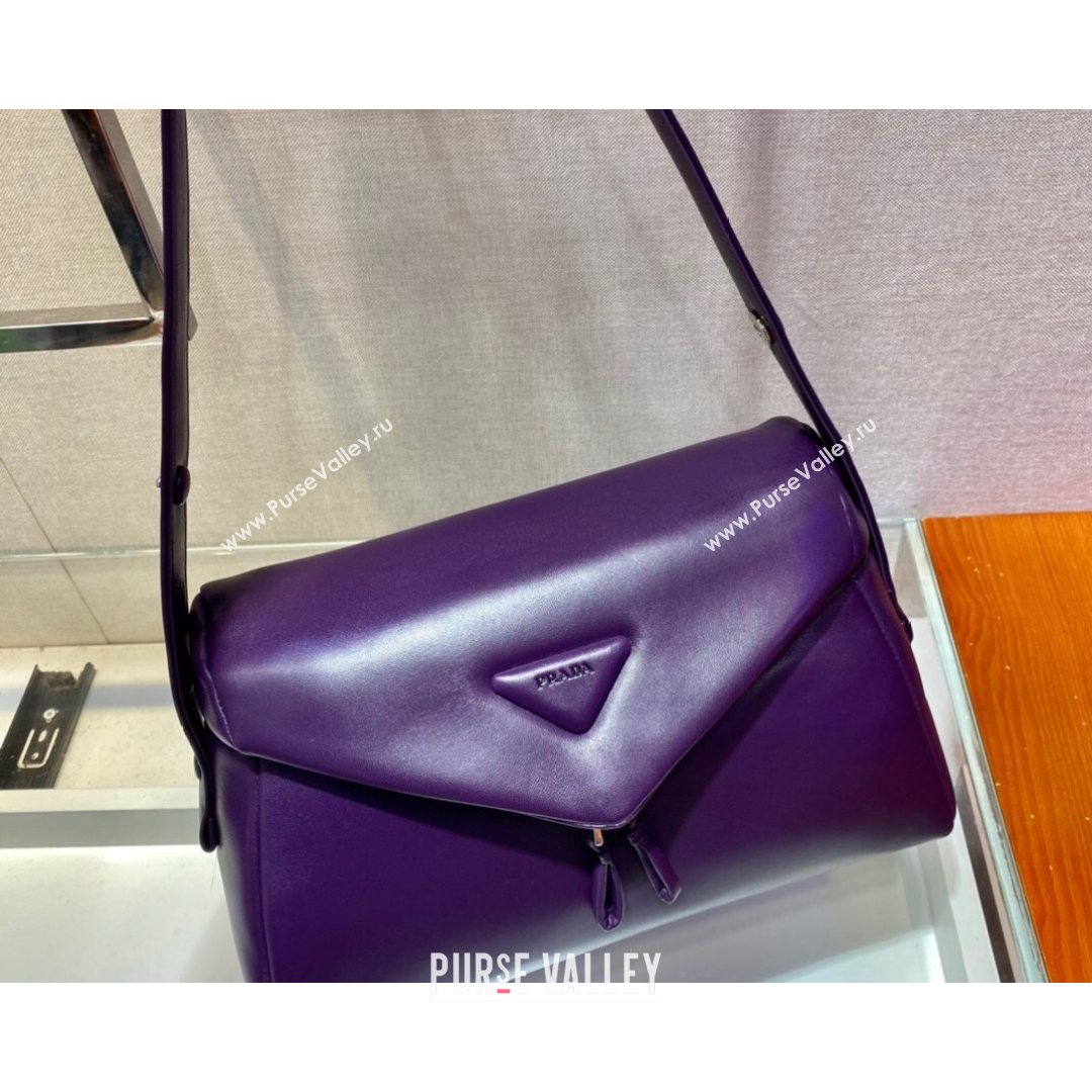 Prada Signaux Lambskin Shoulder Bag 1BC165 Purple 2021 (YZ-21080410)