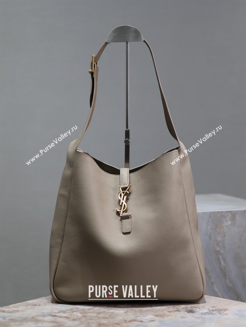 Saint Laurent LE 5 À 7 Supple Large Bucket Bag in Smooth Leather 753837 Grey 2023 (MHUI-24050731)