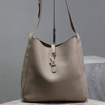 Saint Laurent LE 5 À 7 Supple Large Bucket Bag in Smooth Leather 753837 Grey 2023 (MHUI-24050731)