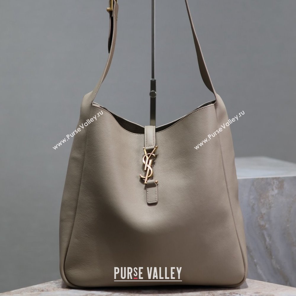 Saint Laurent LE 5 À 7 Supple Large Bucket Bag in Smooth Leather 753837 Grey 2023 (MHUI-24050731)
