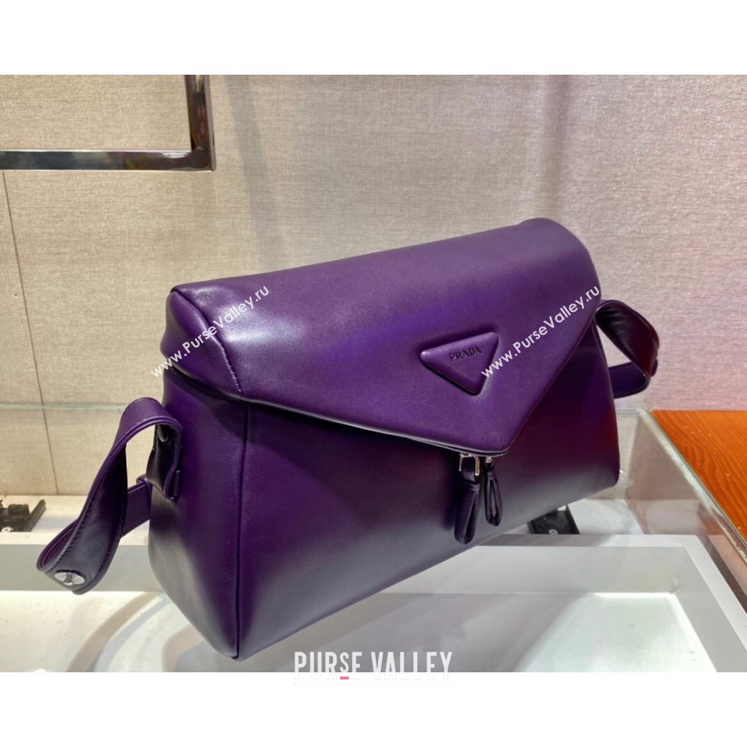 Prada Signaux Lambskin Shoulder Bag 1BC165 Purple 2021 (YZ-21080410)