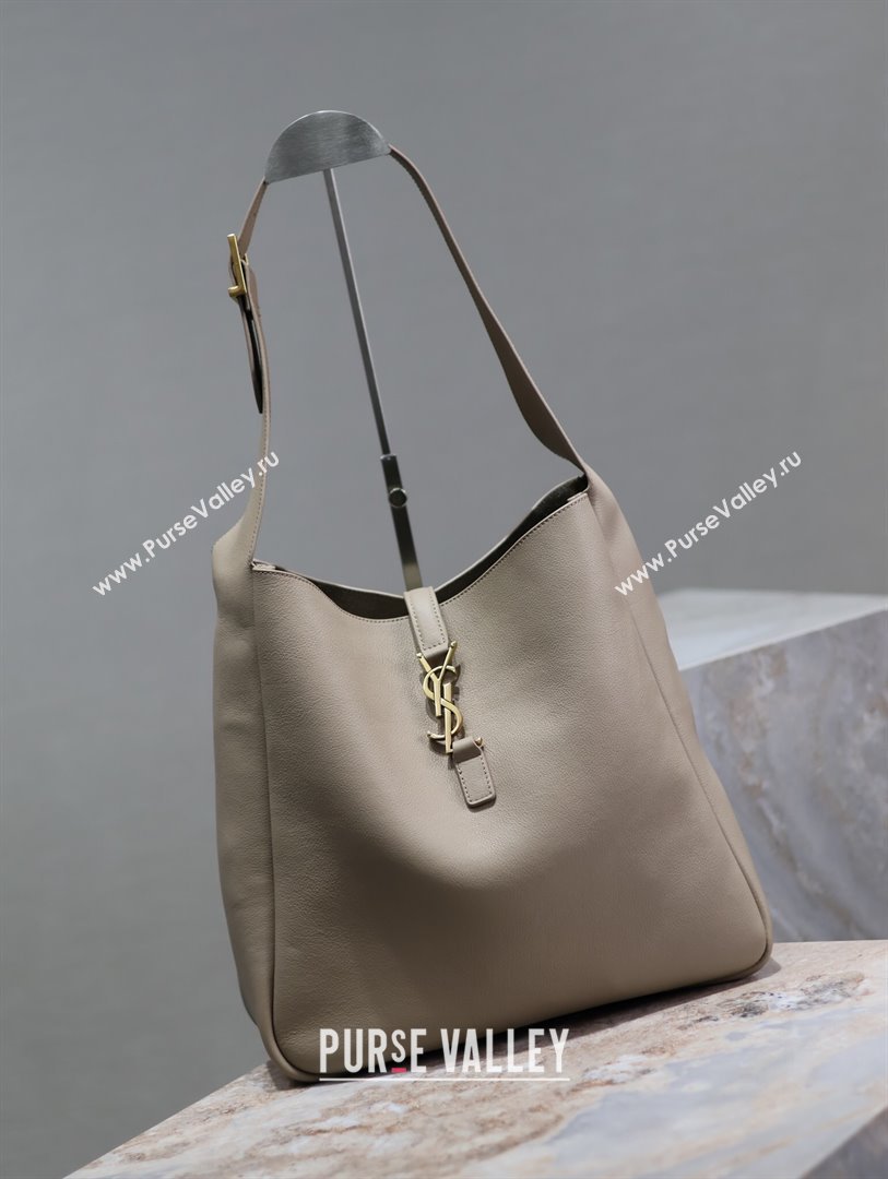 Saint Laurent LE 5 À 7 Supple Large Bucket Bag in Smooth Leather 753837 Grey 2023 (MHUI-24050731)