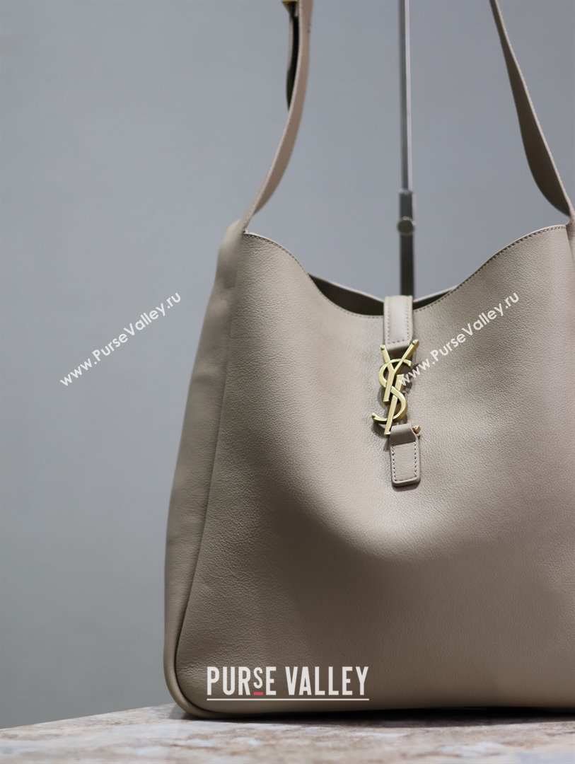Saint Laurent LE 5 À 7 Supple Large Bucket Bag in Smooth Leather 753837 Grey 2023 (MHUI-24050731)