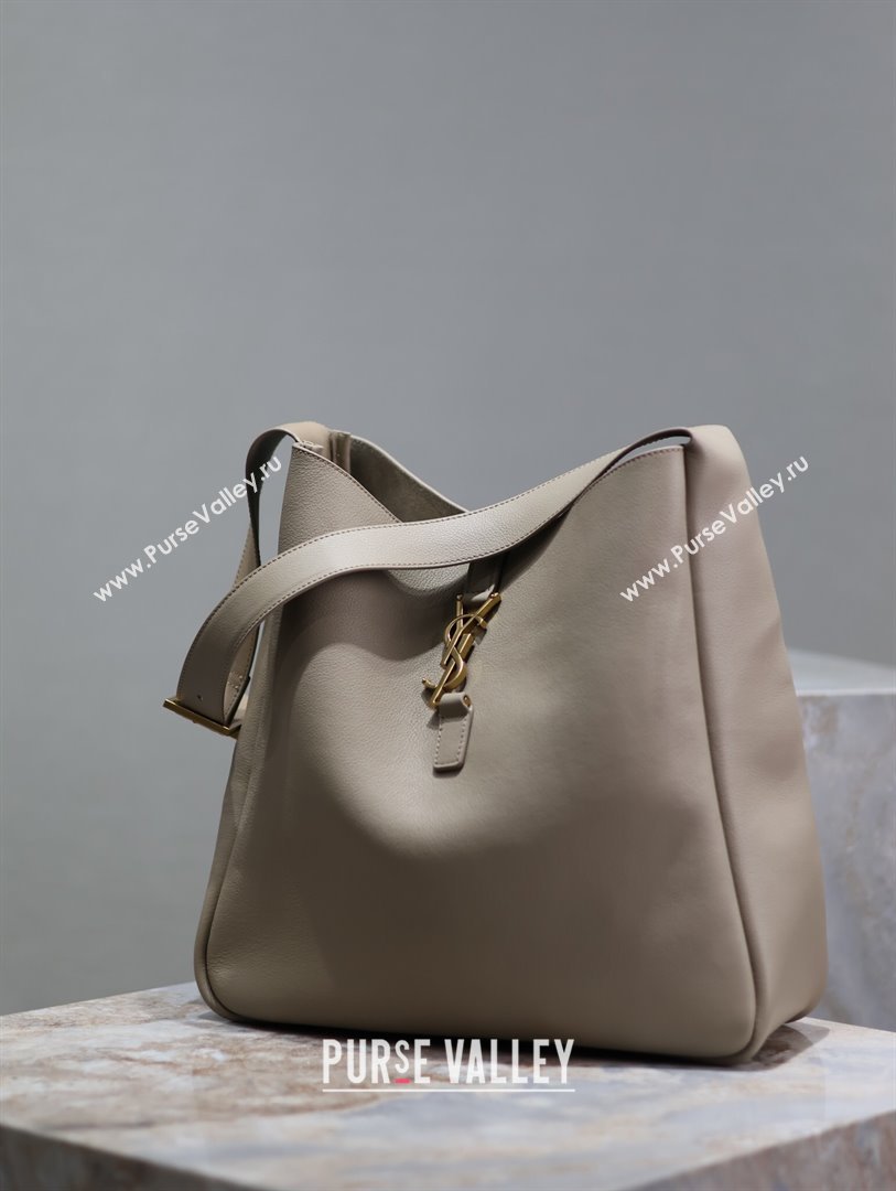 Saint Laurent LE 5 À 7 Supple Large Bucket Bag in Smooth Leather 753837 Grey 2023 (MHUI-24050731)