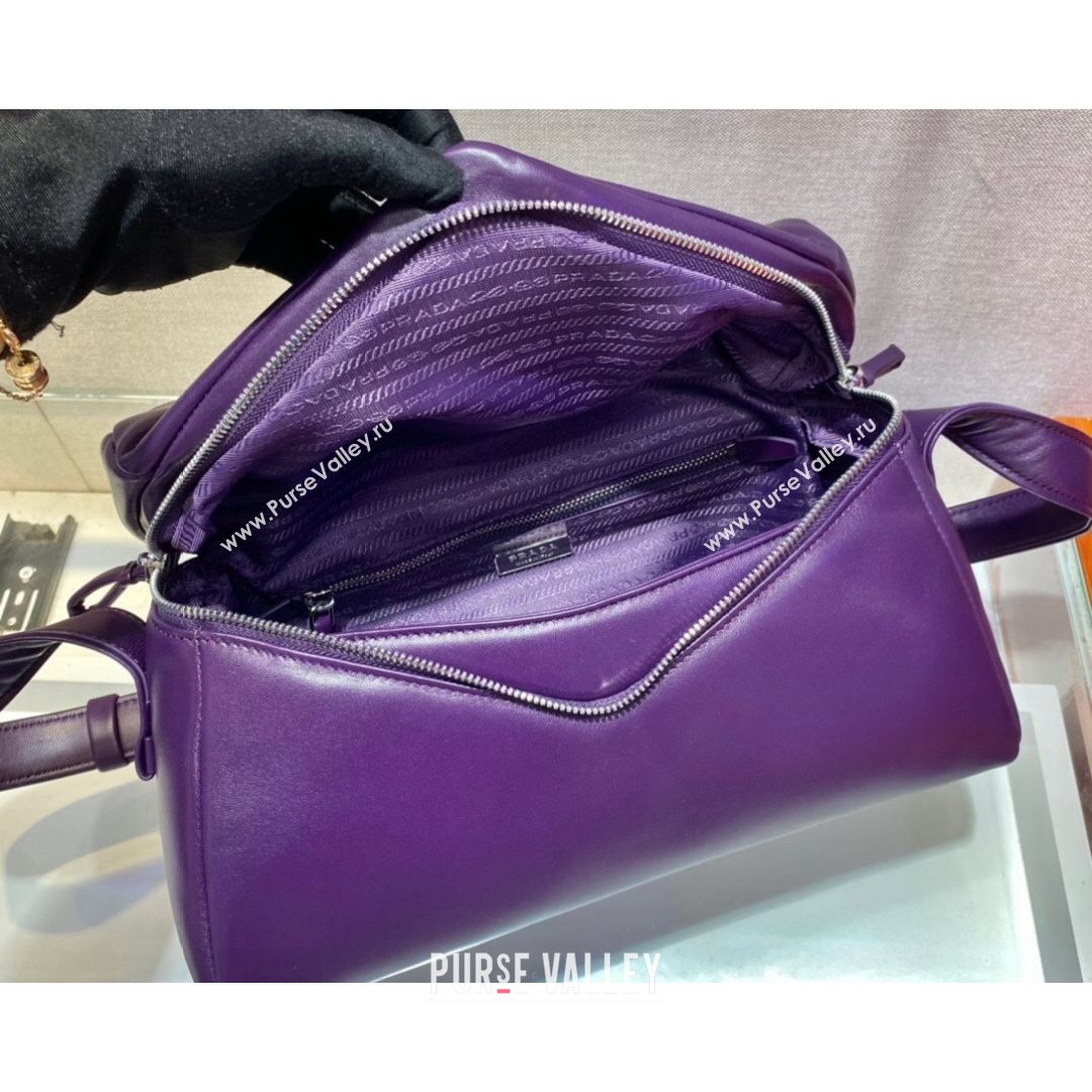 Prada Signaux Lambskin Shoulder Bag 1BC165 Purple 2021 (YZ-21080410)