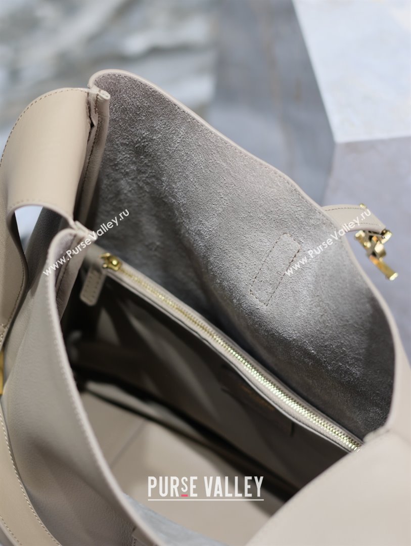 Saint Laurent LE 5 À 7 Supple Large Bucket Bag in Smooth Leather 753837 Grey 2023 (MHUI-24050731)