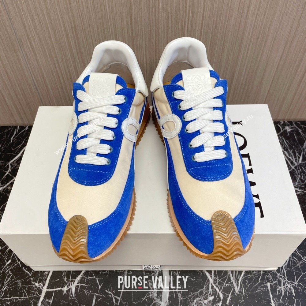 Loewe Flow Runner Sneakers in Nylon and Suede L81507 Blue/White 2024 (BLD-24081507)