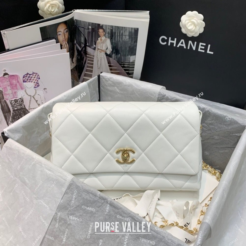 Chanel Quilted Lambskin Flap Bag AS2300 White 2020 (JY-20121521)