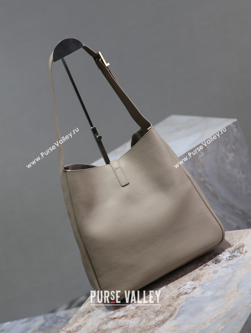 Saint Laurent LE 5 À 7 Supple Large Bucket Bag in Smooth Leather 753837 Grey 2023 (MHUI-24050731)