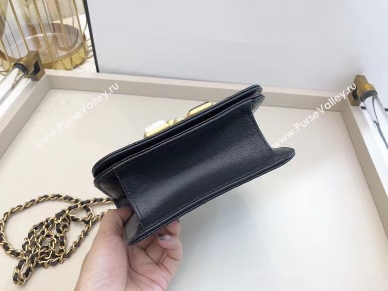 Chanel Quilted Calfskin Resin Stone Small Flap Bag AS2251 Black/White 2020 TOP (SMJD-20112101)