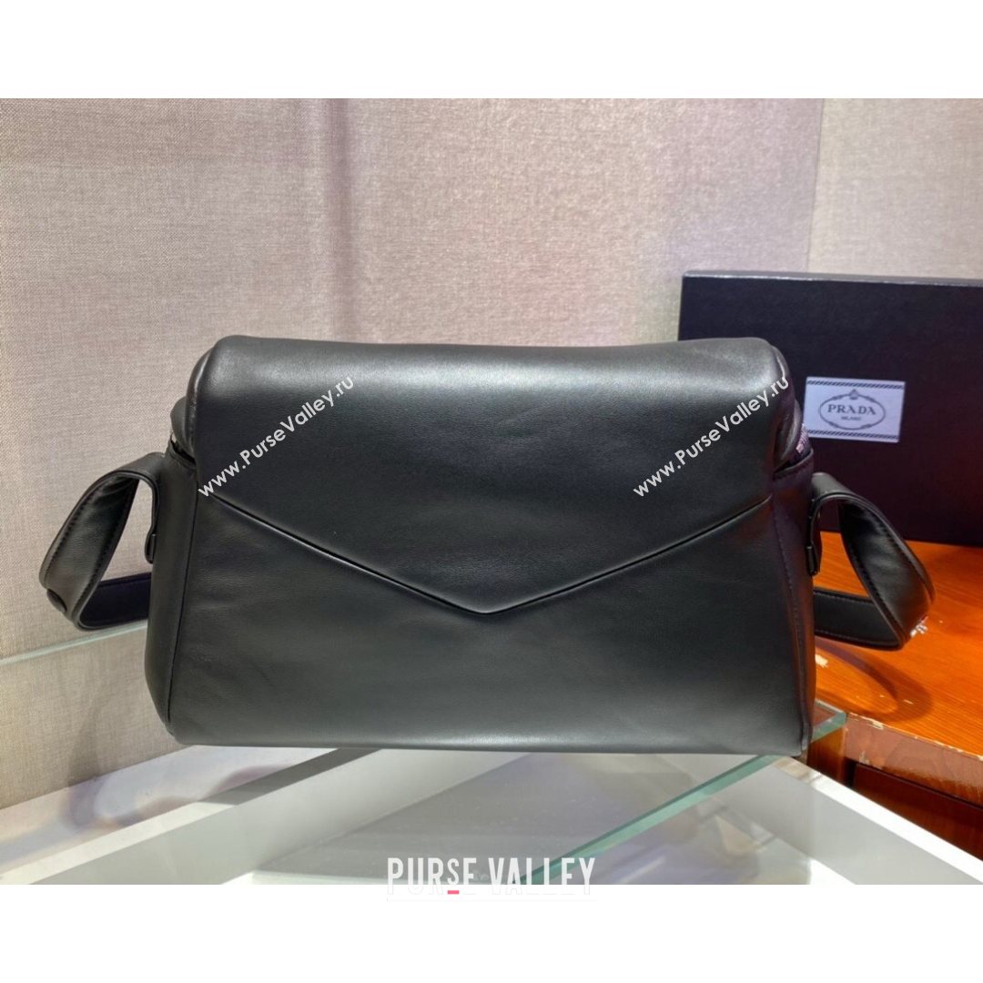 Prada Signaux Lambskin Shoulder Bag 1BC165 Black 2021 (YZ-21080411)