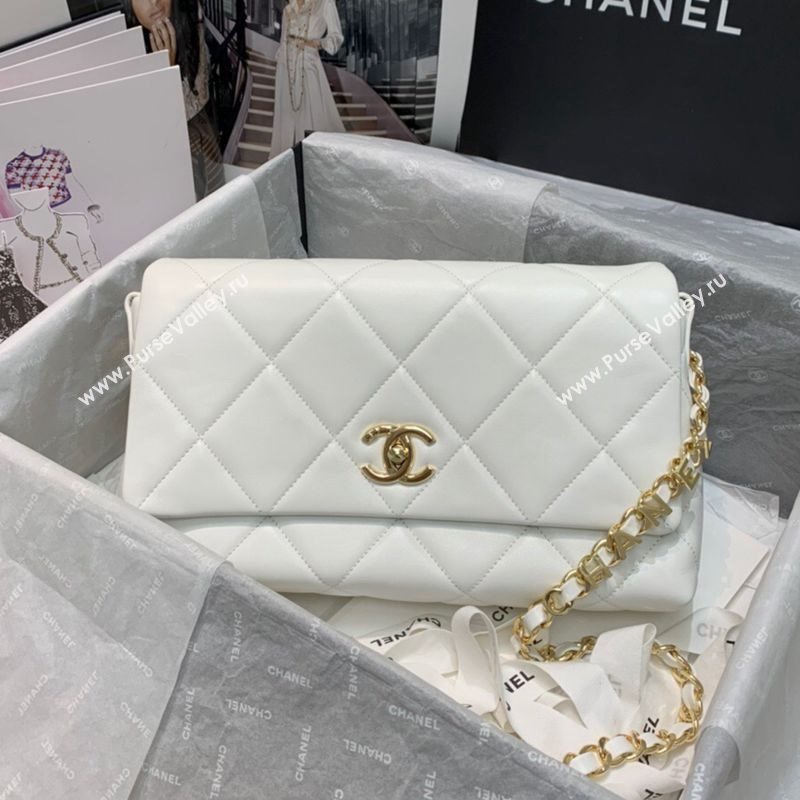 Chanel Quilted Lambskin Flap Bag AS2300 White 2020 (JY-20121521)