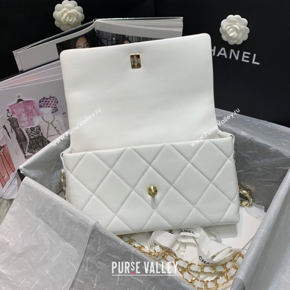 Chanel Quilted Lambskin Flap Bag AS2300 White 2020 (JY-20121521)
